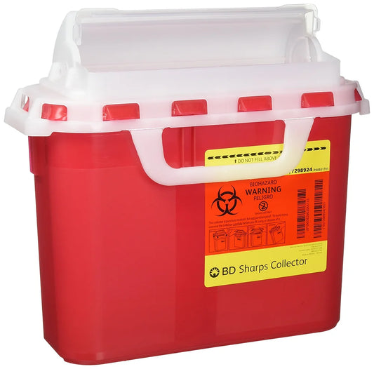 5.4 Quart Red Horizontal Entry Sharps Container