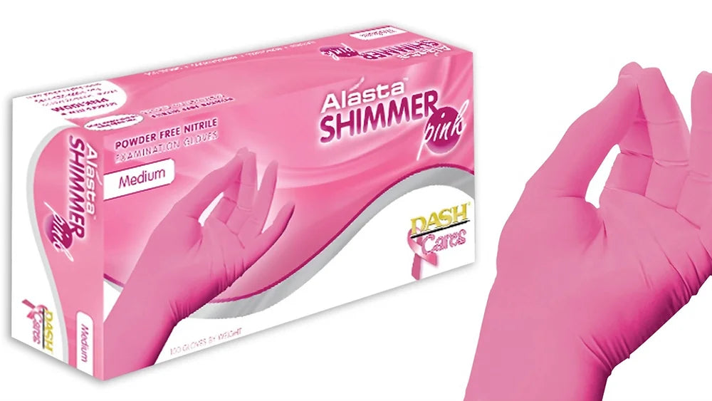 PINK Alasta Shimmer Nitrile Gloves - 3.9 mil