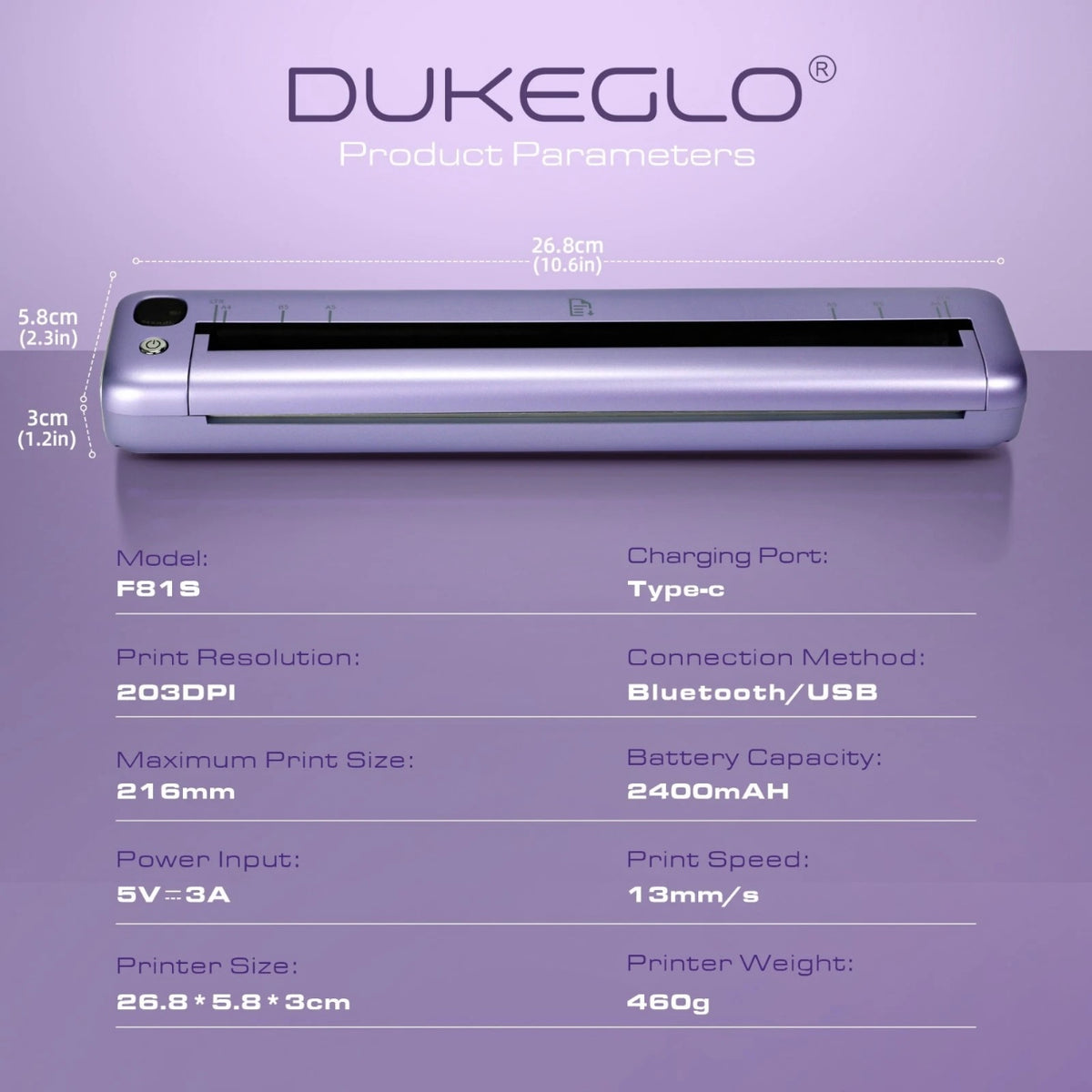 DUKEGLO Wireless Thermal Printer
